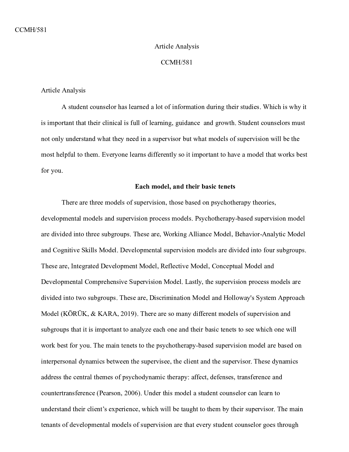 Preview image of Article Analysis.docx  CCMH/581  Article Analysis CCMH/581  Article Analysis  A student co document